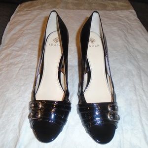 Isola Black Patent Leather Heels/Pumps   Damia
